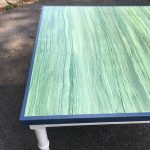 Painted game table, green Verre Bamboo finish.